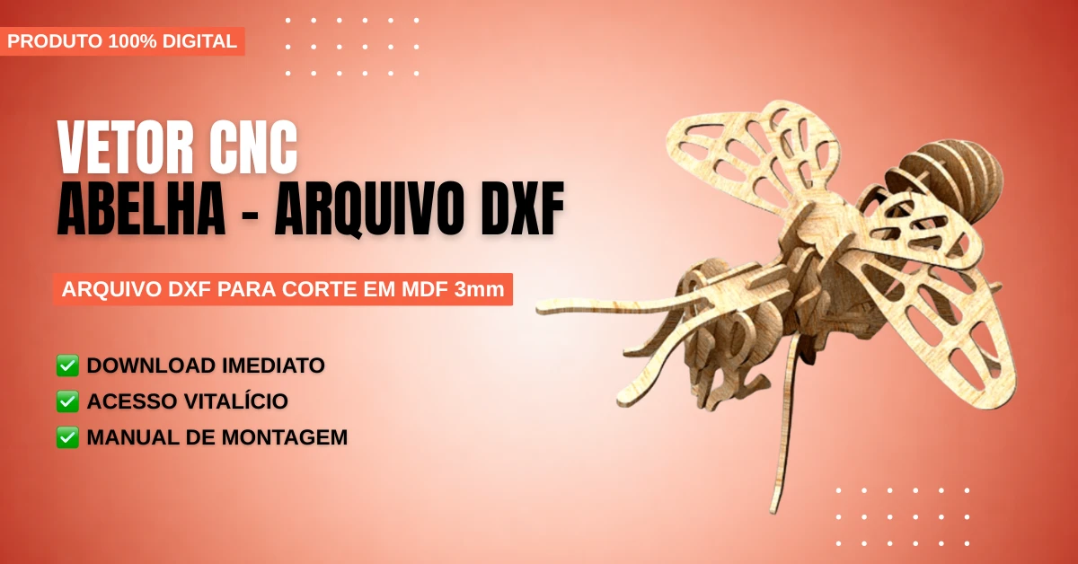Vetor Cnc Abelha - Arquivo DXF para Corte em MDF 3mm