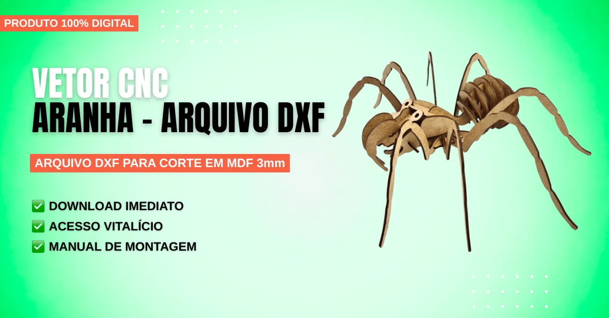 Vetor Cnc Aranha - Arquivo DXF para Corte em MDF 3mm