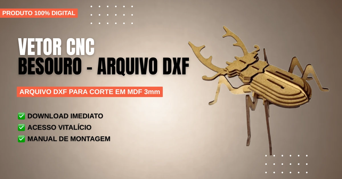 Vetor Cnc Besouro - Arquivo DXF para Corte em MDF 3mm