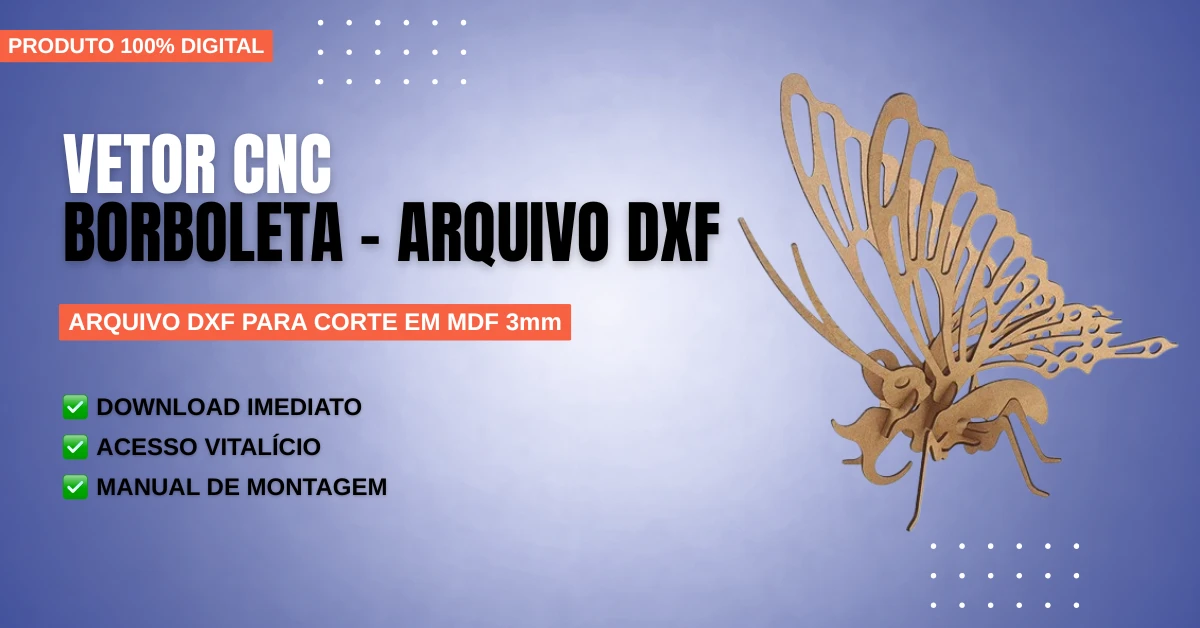 Vetor Cnc Borboleta - Arquivo DXF para Corte em MDF 3mm