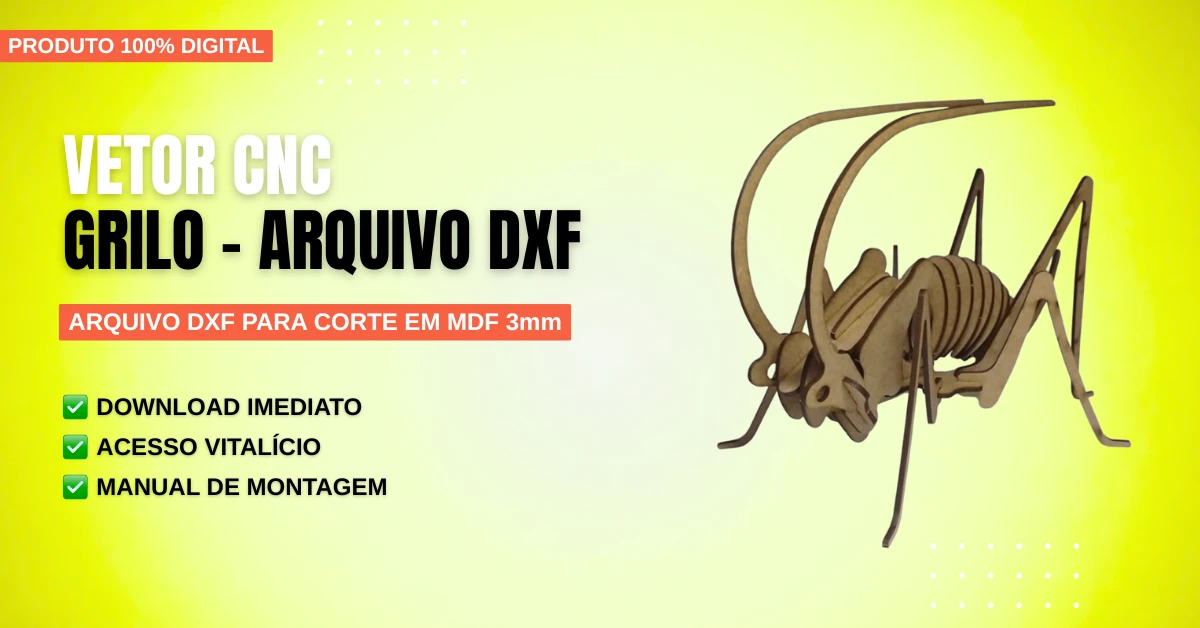 Vetor Cnc Grilo - Arquivo DXF para Corte em MDF 3mm