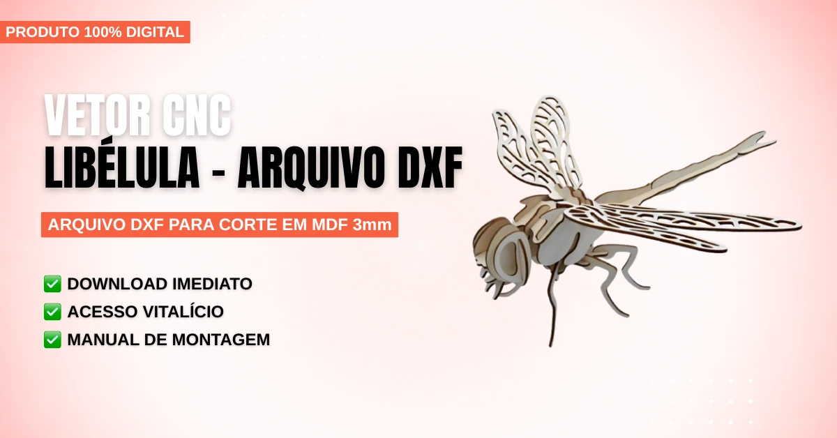 Vetor Cnc Libélula - Arquivo DXF para Corte em MDF 3mm