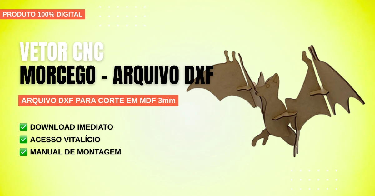 Vetor Cnc Morcego Arquivo DXF para Corte em MDF 3mm
