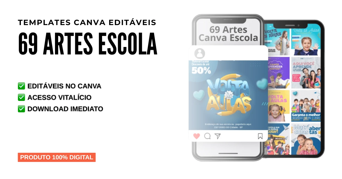 69 Artes Canva Escola – Templates Canva Editáveis