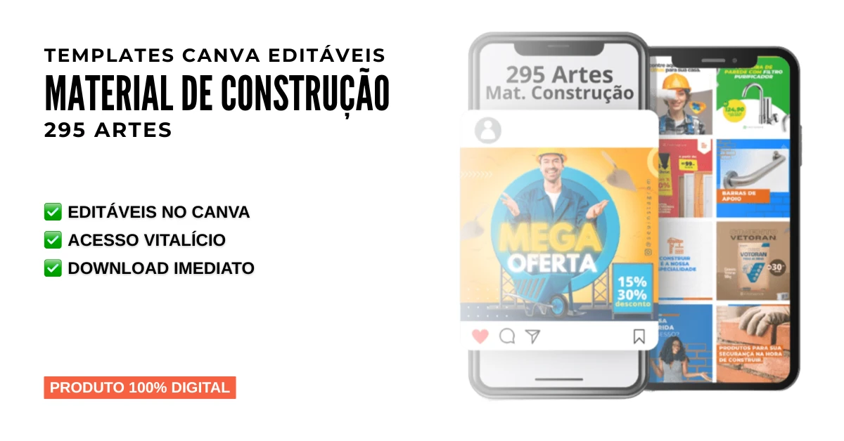 295 Artes Canva Materiais de Construção 100% Editáveis