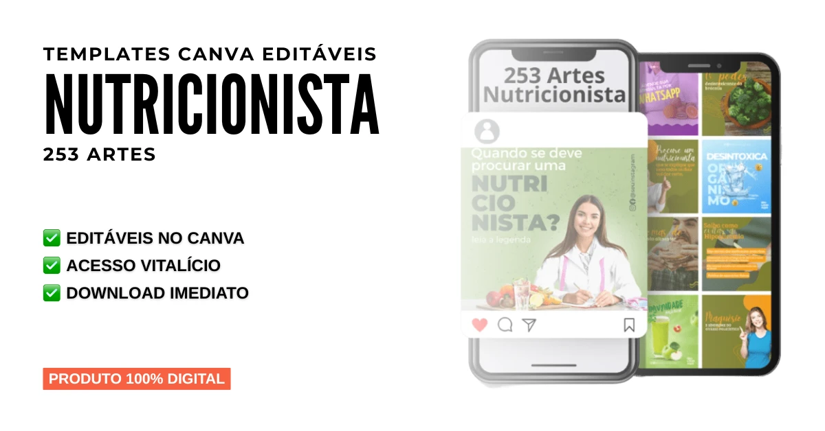 253 Artes Canva Nutricionista – Templates Canva Editáveis