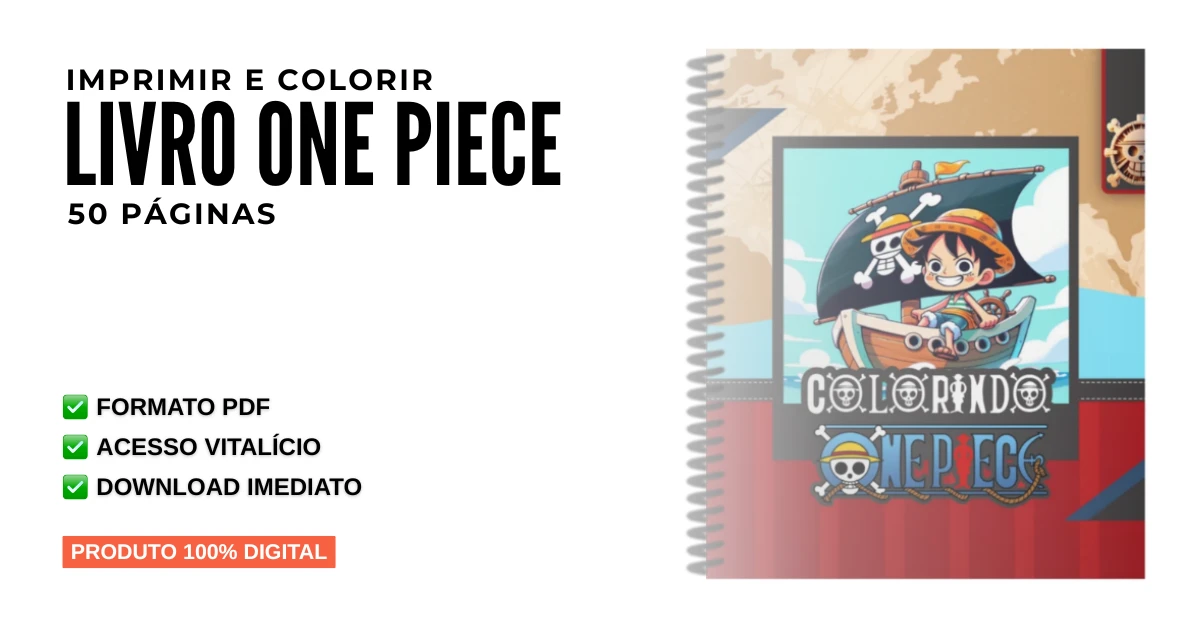 Livro para Imprimir e Colorir One Piece em PDF com 50 Páginas