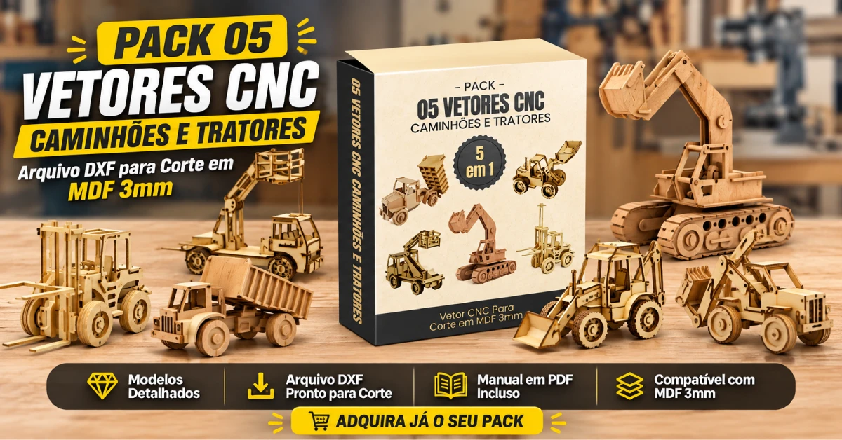 Pack 05 Vetores Cnc Caminhões e Tratores DXF Corte em MDF 3mm