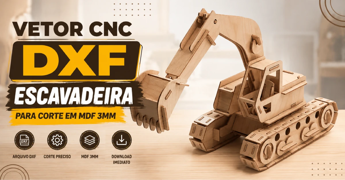 Vetor CNC DXF Escavadeira para Corte em MDF 3mm