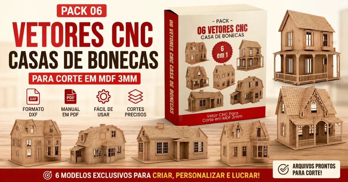 Pack 06 Vetores Cnc Casas de Bonecas Para Corte a Laser e Router.