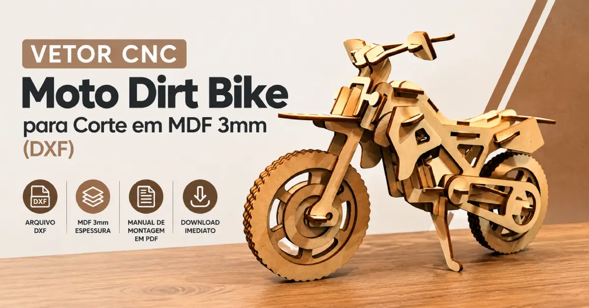 Vetor CNC Moto Dirt Bike para Corte em MDF 3mm (DXF)