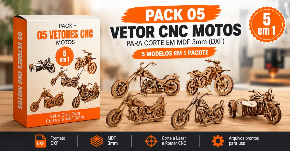 Pack 05 Vetor CNC Motos para Corte em MDF 3mm