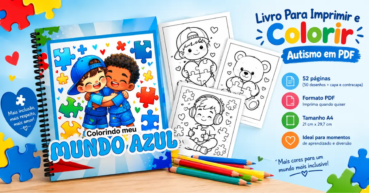 Livro Para Imprimir e Colorir Autismo em PDF