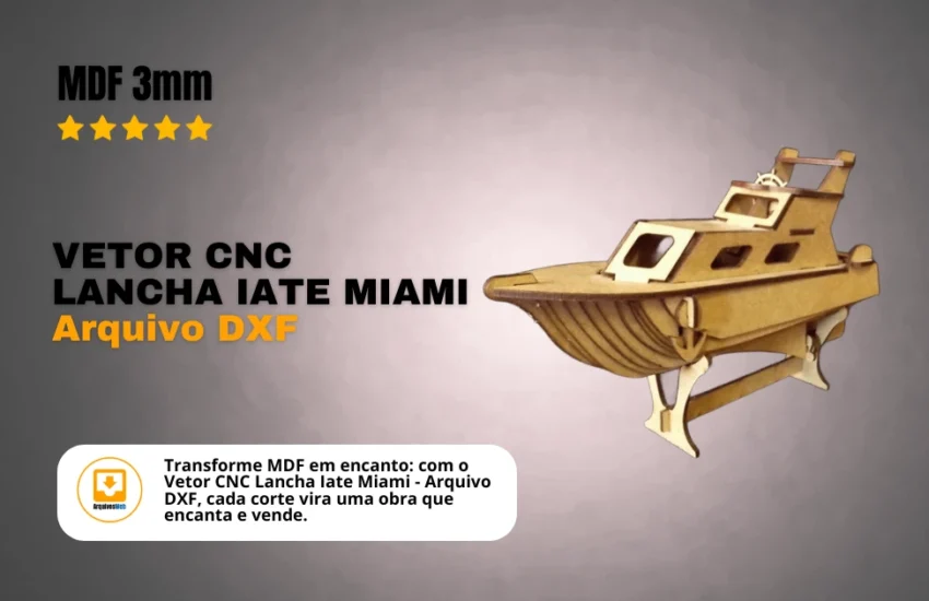 Vetor Cnc Lancha Iate Miami - Arquivo DXF para Corte em MDF 3mm