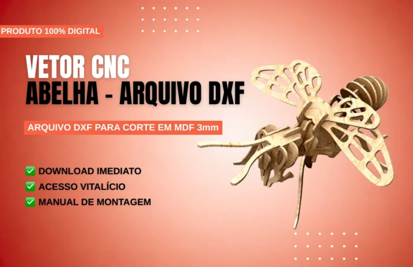 Vetor Cnc Abelha - Arquivo DXF para Corte em MDF 3mm