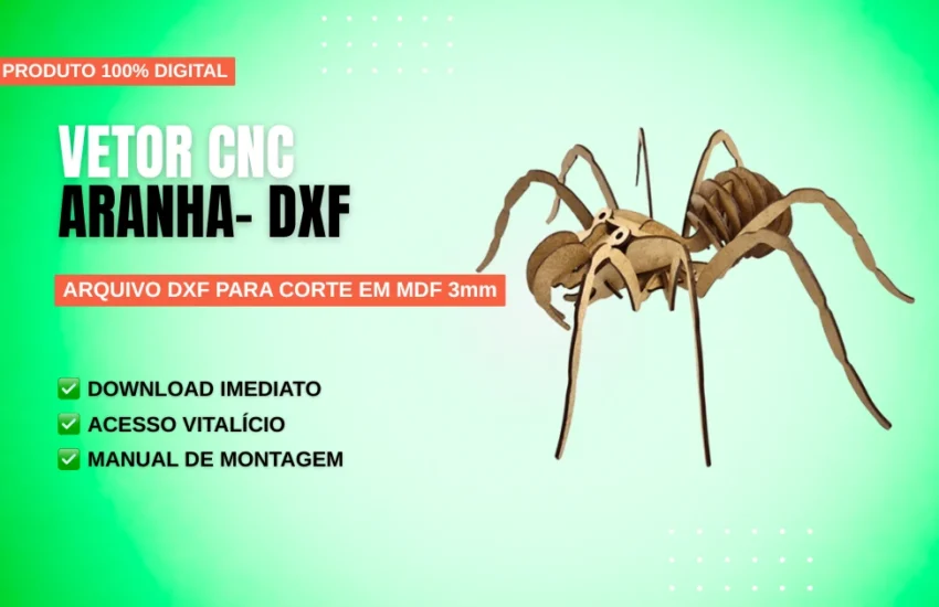 Vetor Cnc Aranha - Arquivo DXF para Corte em MDF 3mm