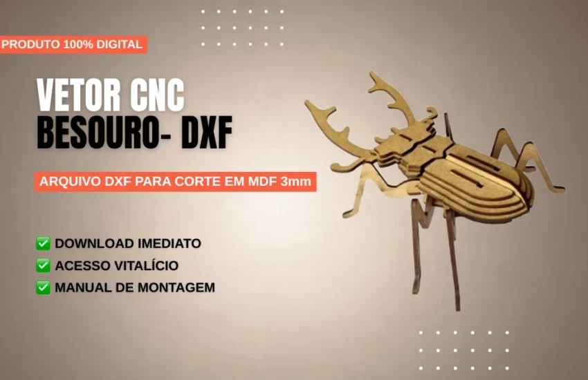 Vetor Cnc Besouro - Arquivo DXF para Corte em MDF 3mm