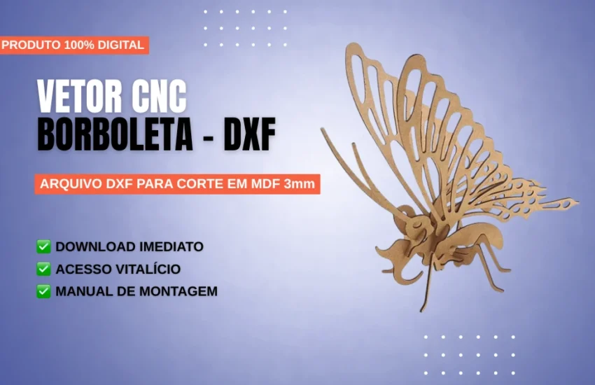 Vetor Cnc Borboleta - Arquivo DXF para Corte em MDF 3mm