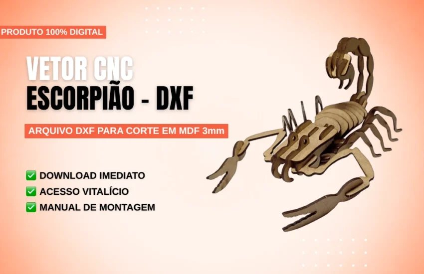 Vetor Cnc Escorpião - Arquivo DXF para Corte em MDF 3mm