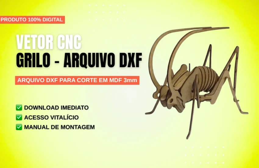 Vetor Cnc Grilo - Arquivo DXF para Corte em MDF 3mm