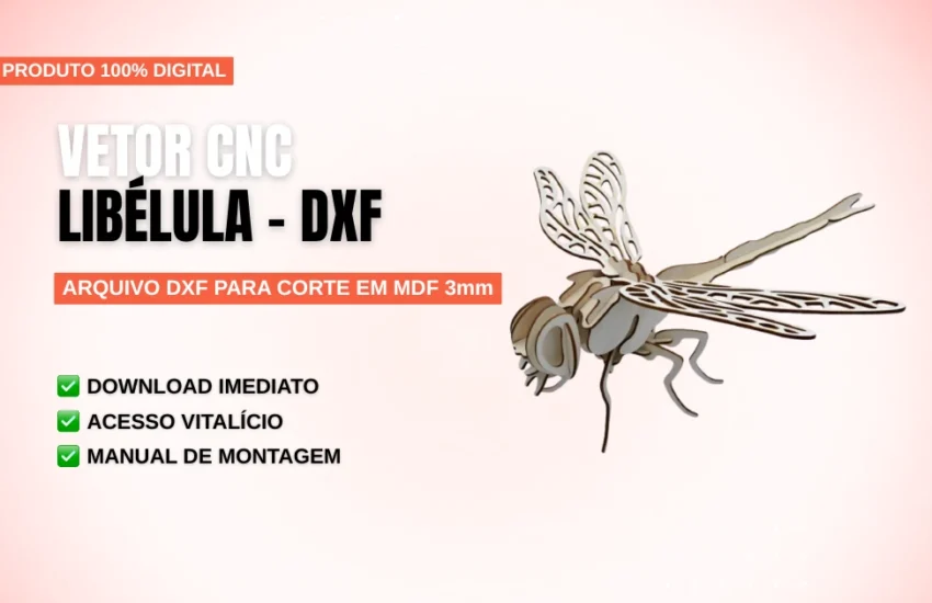 Vetor Cnc Libélula - Arquivo DXF para Corte em MDF 3mm
