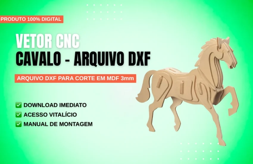 Vetor Cnc Cavalo - Arquivo DXF para Corte em MDF 3mm