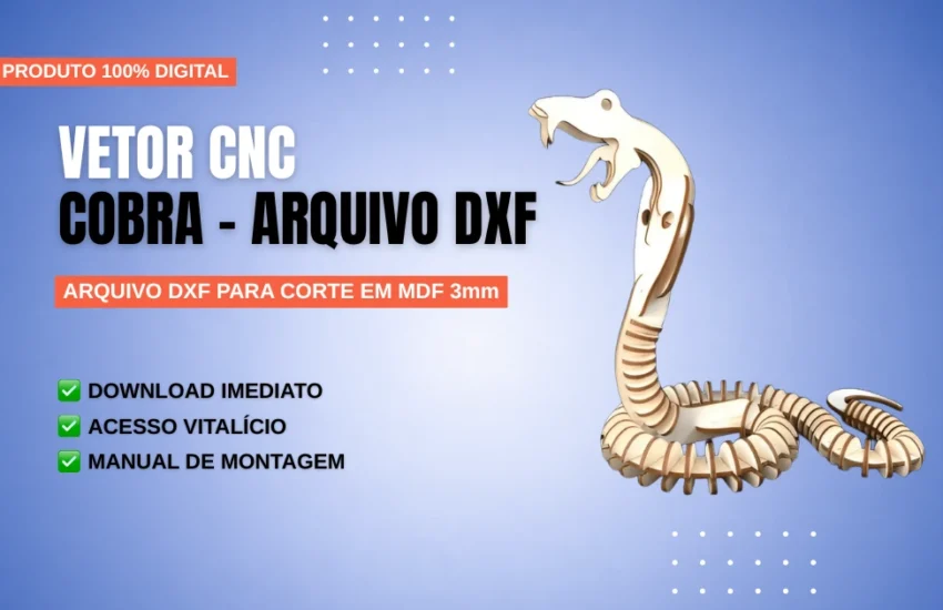 Vetor Cnc Cobra - Arquivo DXF para Corte em MDF 3mm