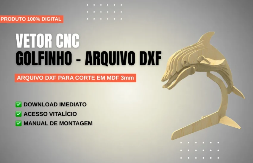Vetor Cnc Golfinho - Arquivo DXF para Corte em MDF 3mm