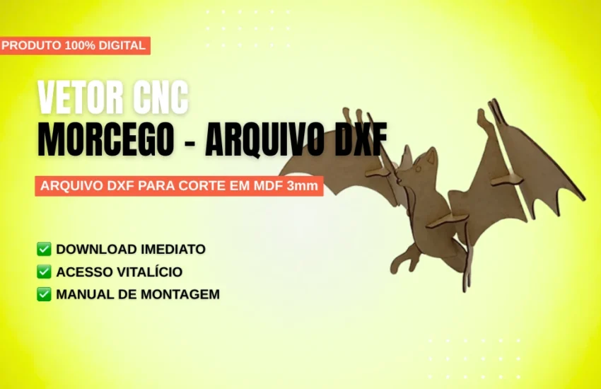 Vetor Cnc Morcego Arquivo DXF para Corte em MDF 3mm