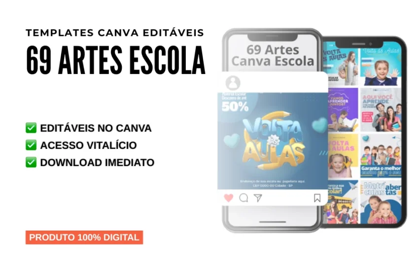 69 Artes Canva Escola – Templates Canva Editáveis