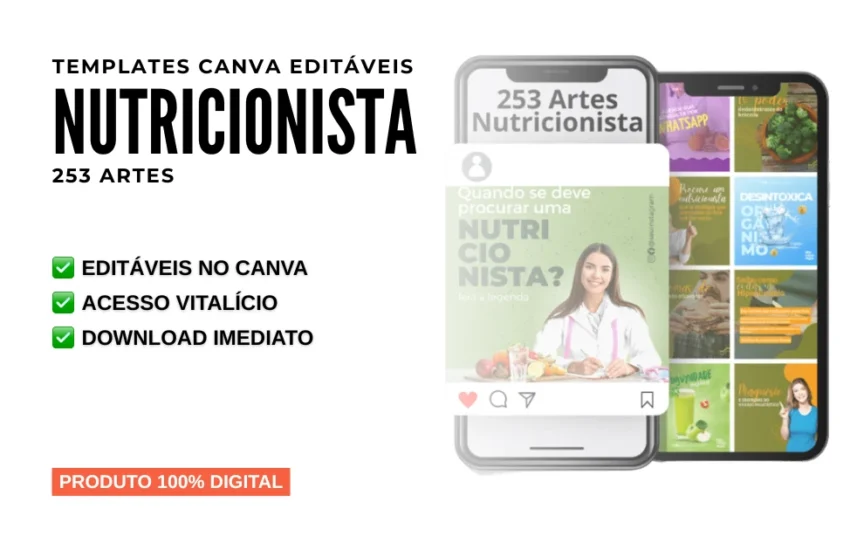 253 Artes Canva Nutricionista – Templates Canva Editáveis