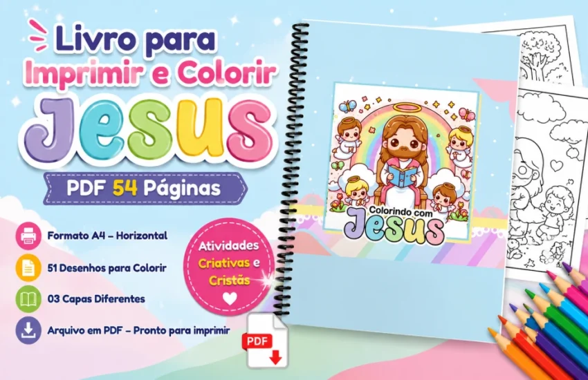 Livro para Imprimir e Colorir Jesus – PDF 54 Páginas