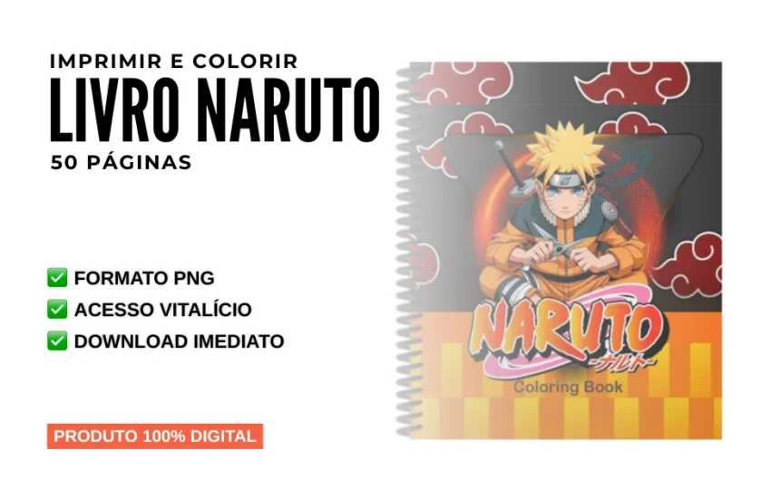 Livro para Imprimir e Colorir Naruto em PDF com 50 Páginas