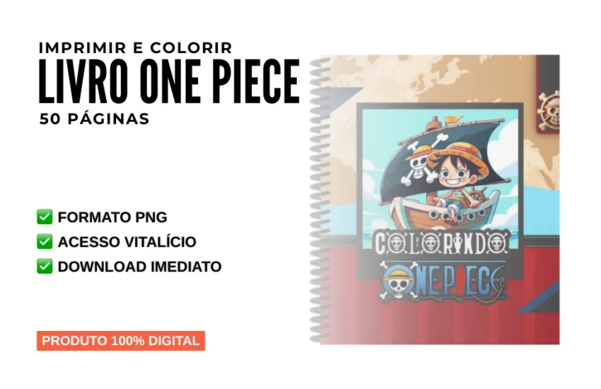 Livro para Imprimir e Colorir One Piece em PDF com 50 Páginas