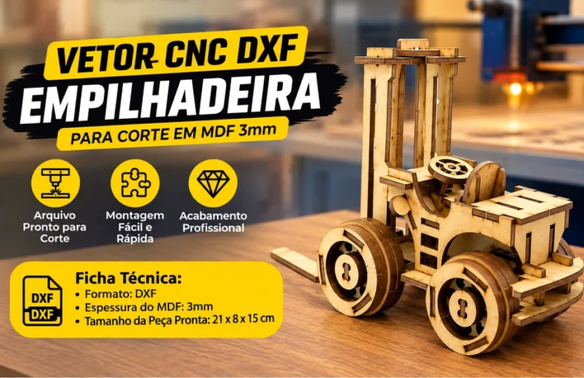 Vetor CNC DXF Empilhadeira para Corte em MDF 3mm