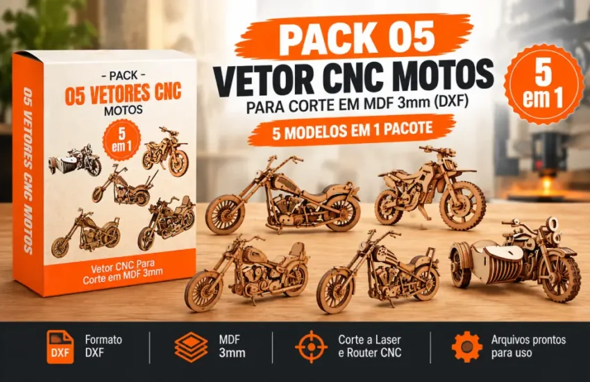 Pack 05 Vetor CNC Motos para Corte em MDF 3mm