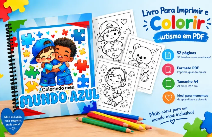 Livro Para Imprimir e Colorir Autismo em PDF