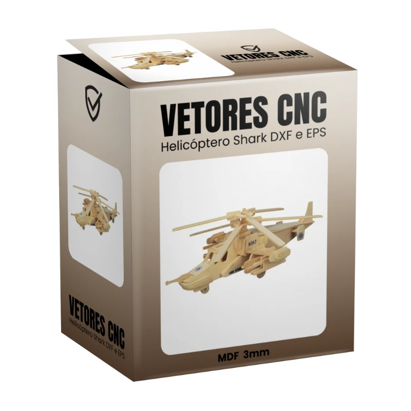 Vetores CNC Helicóptero Shark 3mm em DXF e EPS