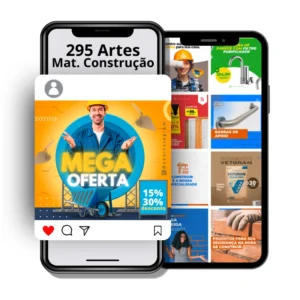 Pacote digital com 295 Artes Canva para Materiais de Construção, modelos 100% editáveis.