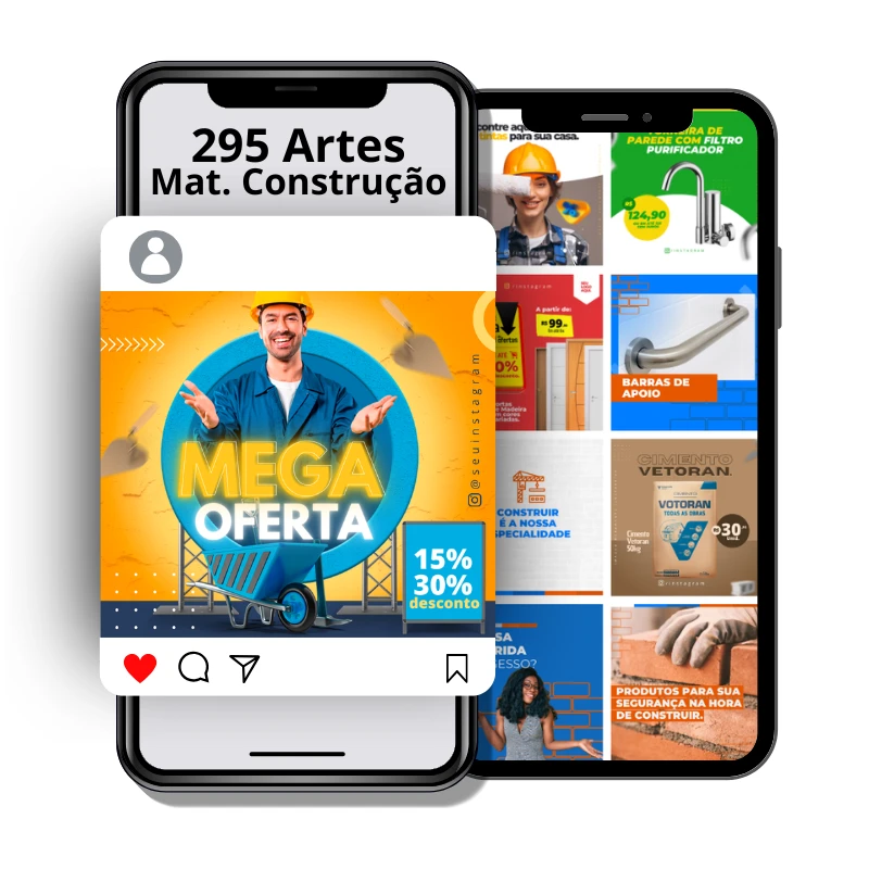 Pacote digital com 295 Artes Canva para Materiais de Construção, modelos 100% editáveis.