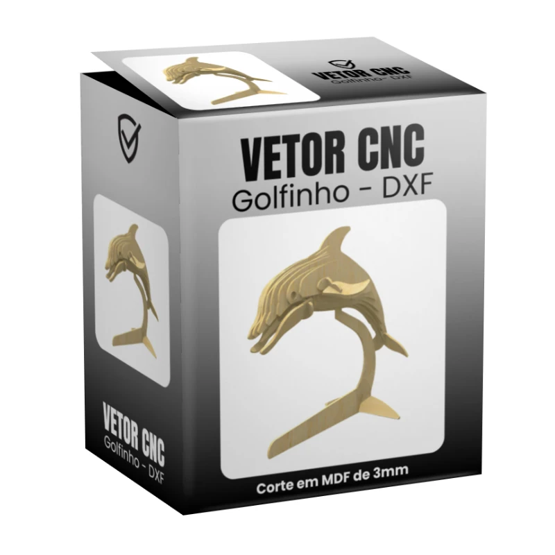 Vetor Cnc Golfinho - Arquivo DXF para Corte em MDF 3mm