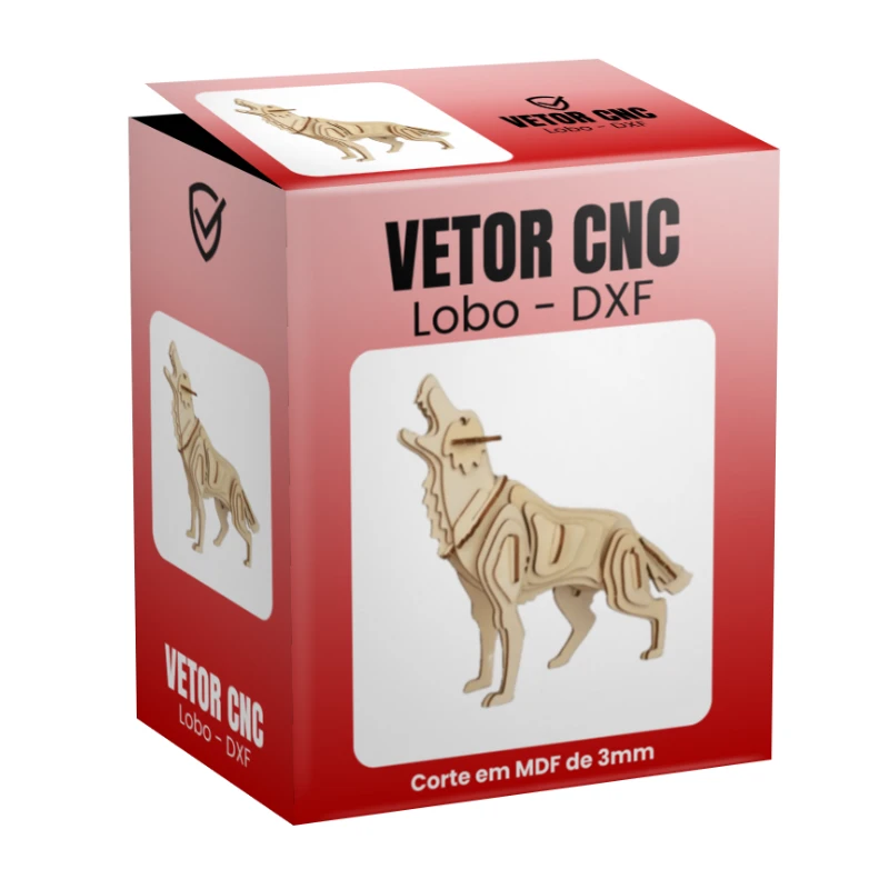 Vetor Cnc Lobo Arquivo DXF para Corte em MDF 3mm