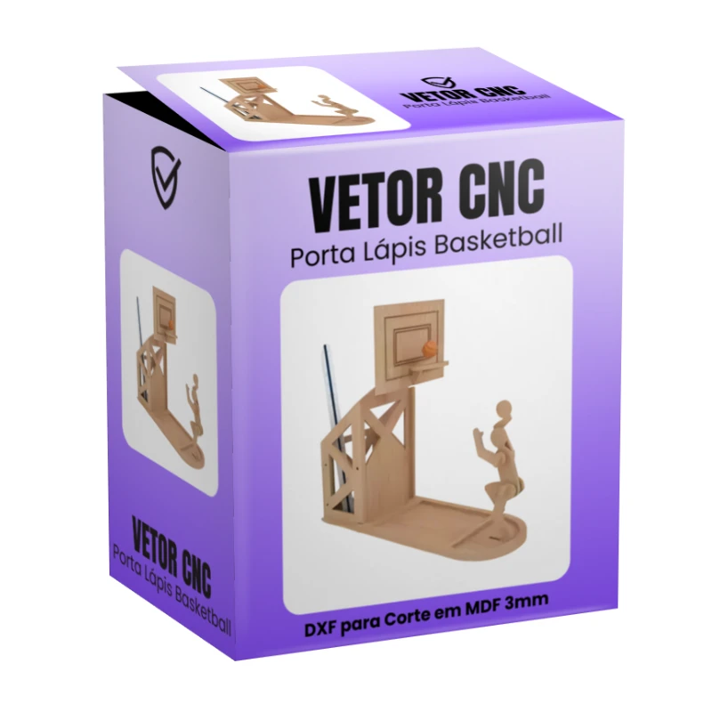 Vetor Cnc Porta Lápis Basketball Arquivo DXF para Corte em MDF 3mm
