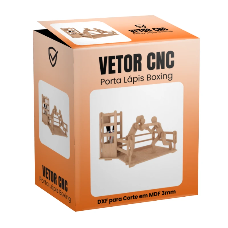 Vetor Cnc Porta Lápis Boxing Arquivo DXF para Corte em MDF 3mm