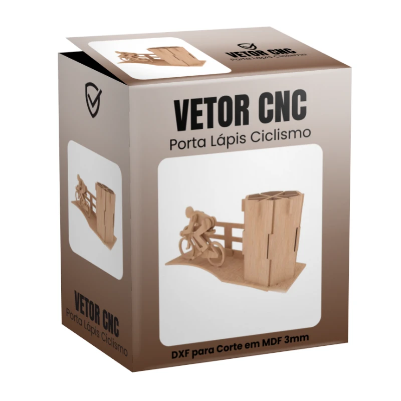 Vetor Cnc Porta Lápis Ciclismo Arquivo DXF para Corte em MDF 3mm