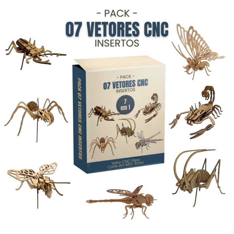 Pack 07 Vetores Cnc Insertos Para Corte a Laser e Router