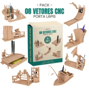 Pack 08 Vetores Cnc Porta Lápis Para Corte a Laser e Router