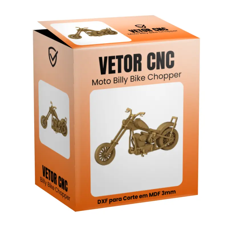 Vetor CNC DXF Moto Billey Bike Chopper Para Corte em MDF 3mm