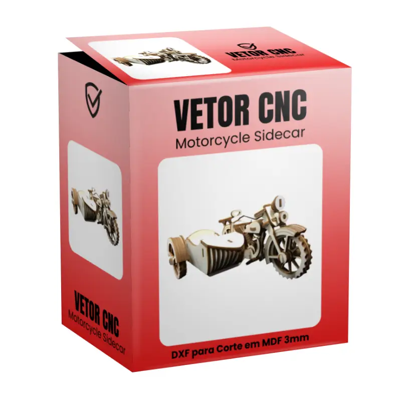 Vetor CNC DXF Motorcycle Sidecar Para Corte em MDF 3mm
