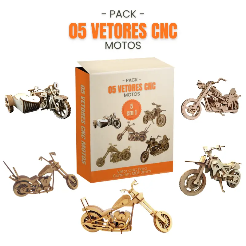 Pack 05 Vetor CNC DXF Motos Para Corte em MDF 3mm